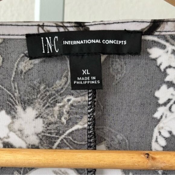 INC Top XL Floral Faux Wrap Cap Sleeve Ruched Crop Boho Chic Festival Coquette - Picture 3 of 12